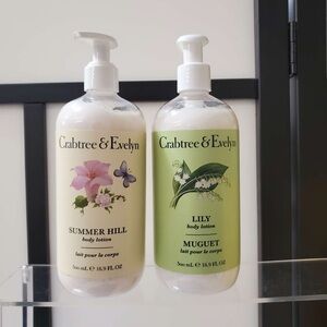 2-bottle Crabtree & Evelyn Pink and Green Summer Hill & Lily Body Lotion Duo
